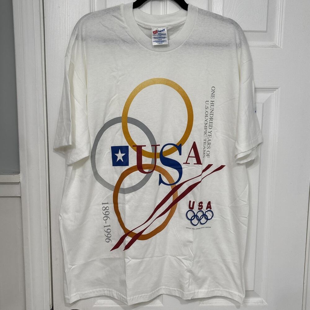 VINTAGE Authentic 100 Years Of U.S Olympic Team Shirt 1896-1996 XL Single Stitch